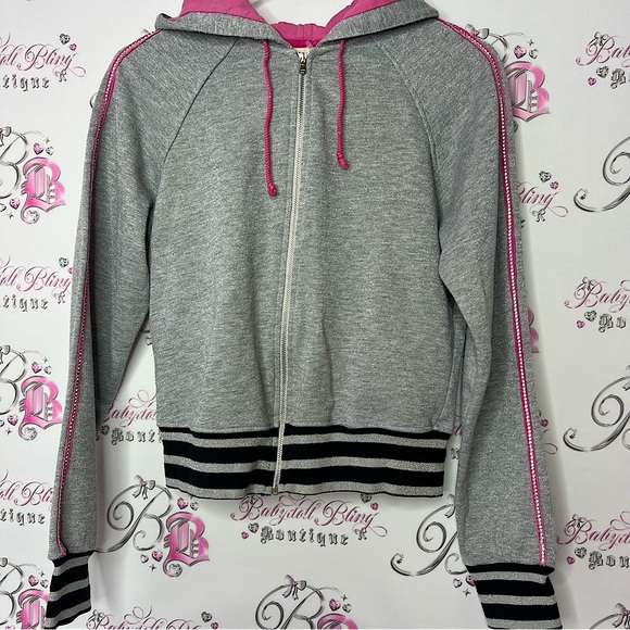 R T school sparkly rhinestone sweater bling line down arms sparkly all over y2k - Picture 1 of 13